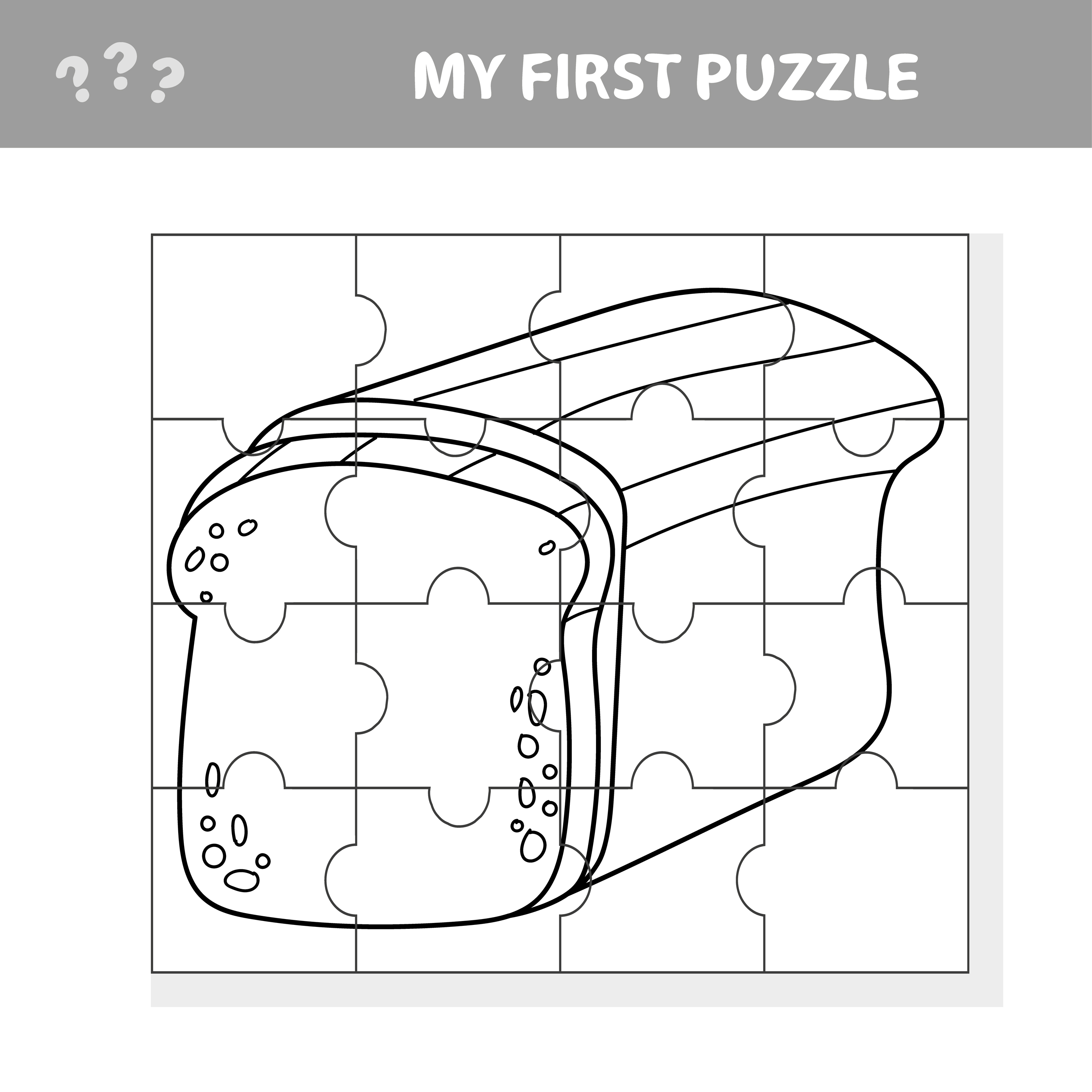 meu primeiro quebra-cabeça. pão. peças do puzzle - um jogo para crianças em  idade pré-escolar 4651366 Vetor no Vecteezy